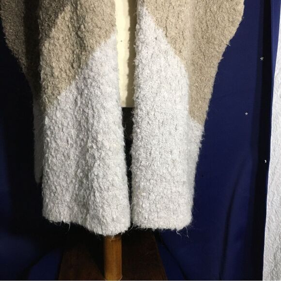 Zara Earth Tone Color Block Knit Italian Yard Poncho Cardigan Size M - Picture 7 of 7